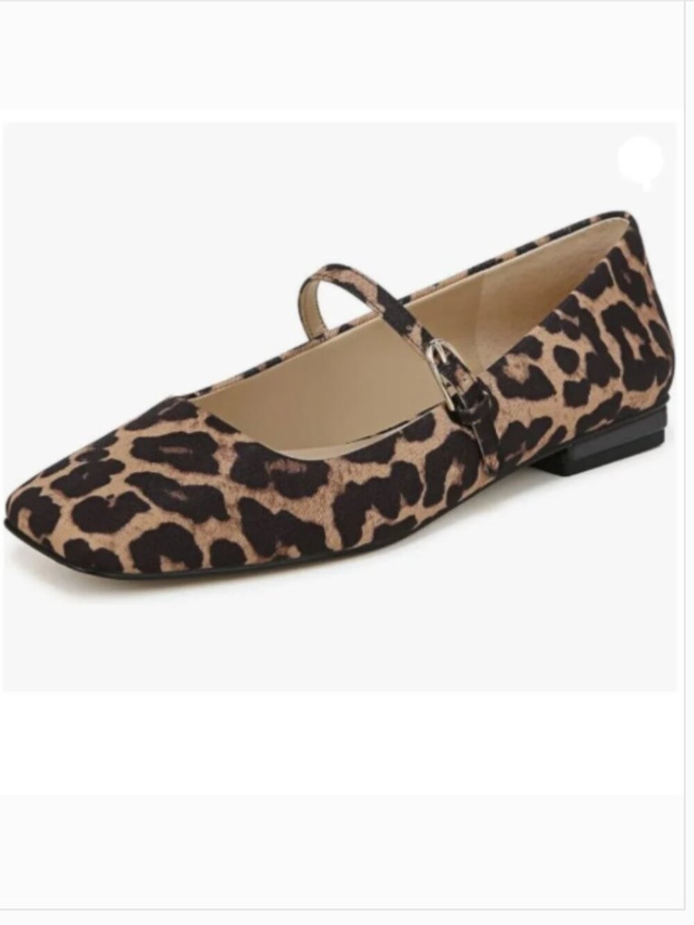 Milooey shoes Women's Closed Square Toe Mary Jane Flats Chunky Low Heels Leopard